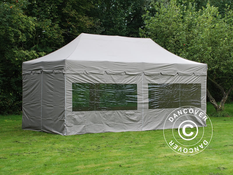 Foldetelt FleXtents PRO "Peaked" 3x6m Latte, inkl. 6 sider