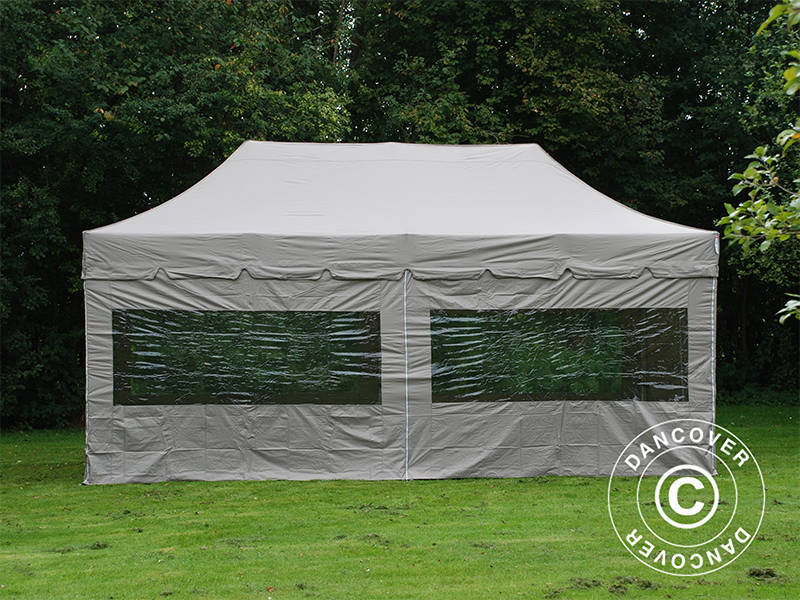 Foldetelt FleXtents PRO "Peaked" 3x6m Latte, inkl. 6 sider