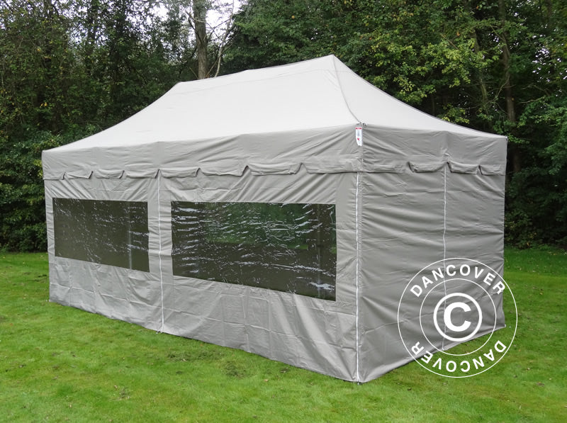 Foldetelt FleXtents PRO "Peaked" 3x6m Latte, inkl. 6 sider