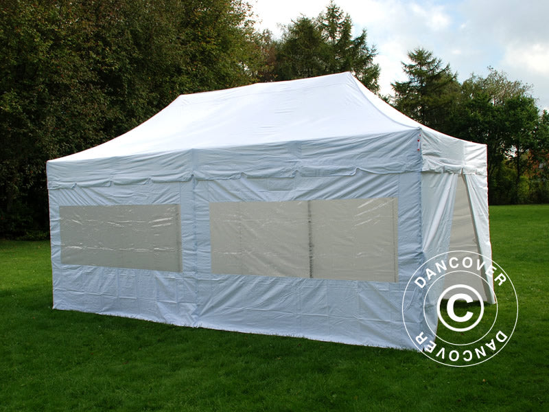 Foldetelt FleXtents PRO "Peaked" 3x6m Hvid, inkl. 6 sider