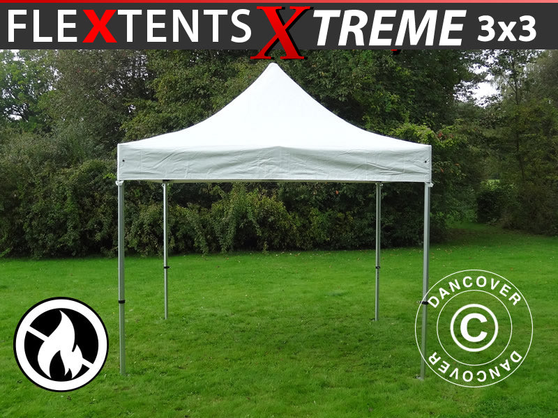 Foldetelt FleXtents Xtreme 50 Heavy Duty 3x3m Hvid, Brandhæmmende