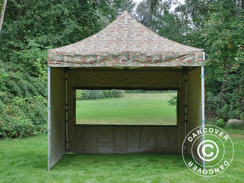Foldetelt FleXtents PRO 3x3m Camouflage/Militær, inkl. 4 sider