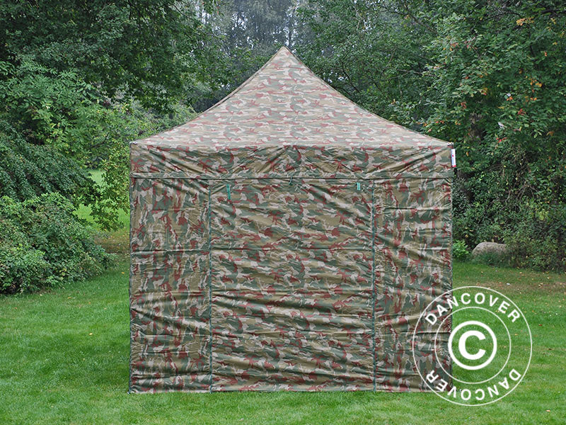 Foldetelt FleXtents PRO 3x3m Camouflage/Militær, inkl. 4 sider