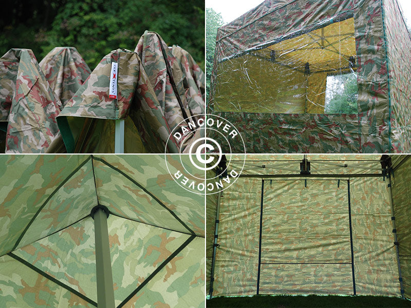 Foldetelt FleXtents PRO 3x3m Camouflage/Militær, inkl. 4 sider