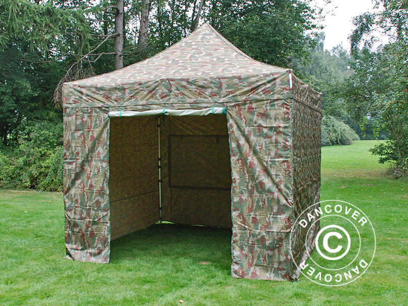 Foldetelt FleXtents PRO 3x3m Camouflage/Militær, inkl. 4 sider