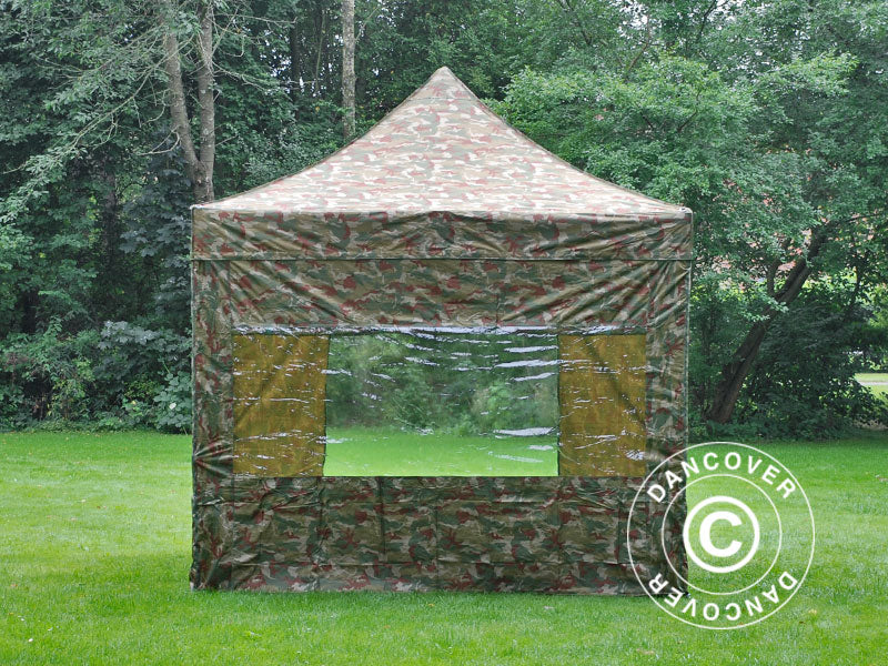 Foldetelt FleXtents PRO 3x3m Camouflage/Militær, inkl. 4 sider