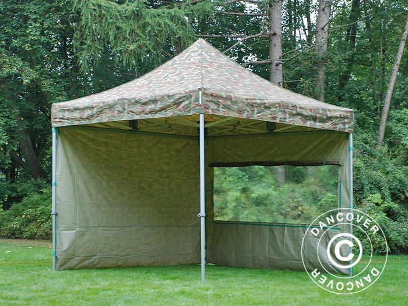 Foldetelt FleXtents PRO 3x3m Camouflage/Militær, inkl. 4 sider
