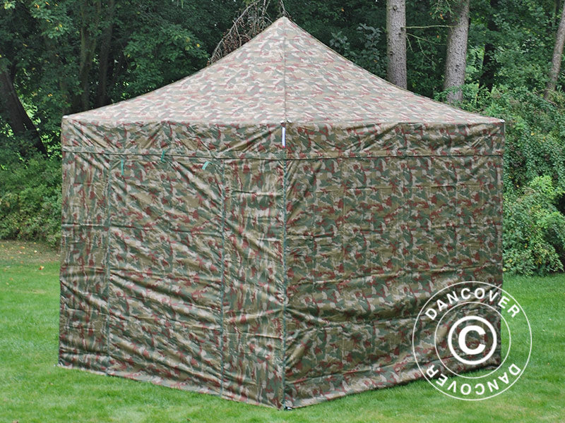 Foldetelt FleXtents PRO 3x3m Camouflage/Militær, inkl. 4 sider