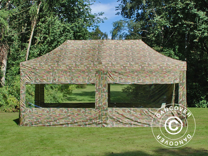 Foldetelt FleXtents PRO 3x6m Camouflage/Militær, inkl. 6 sider