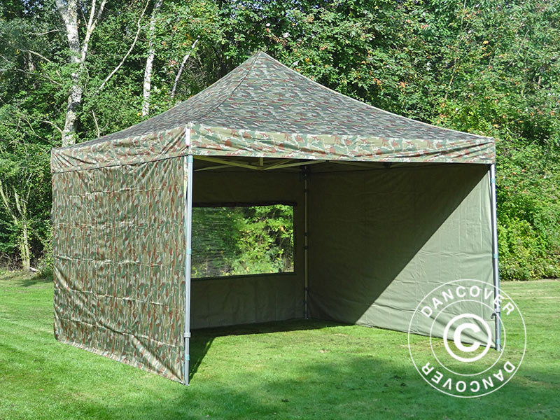 Foldetelt FleXtents PRO 4x4m Camouflage/Militær, inkl. 4 sider