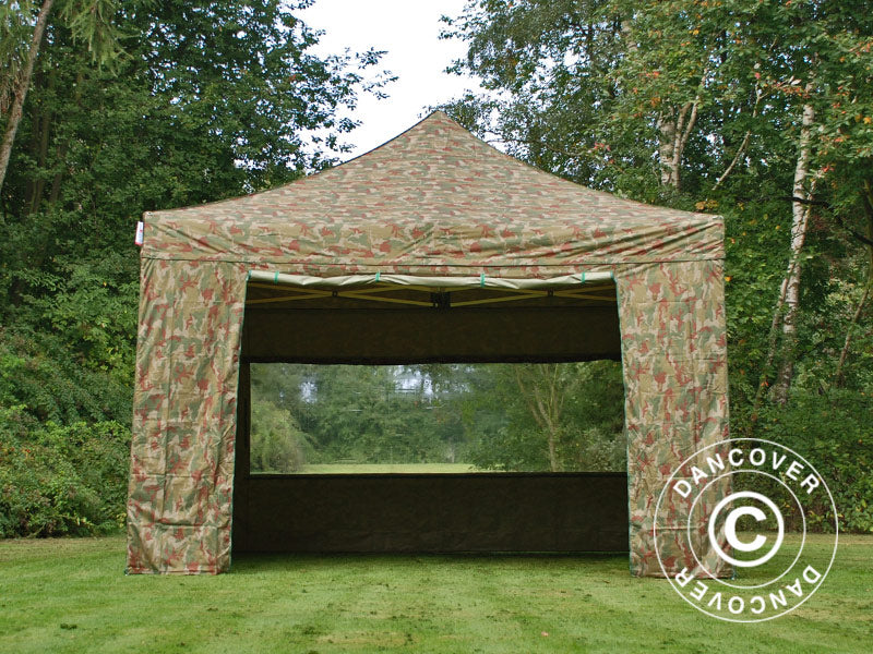 Foldetelt FleXtents PRO 4x4m Camouflage/Militær, inkl. 4 sider