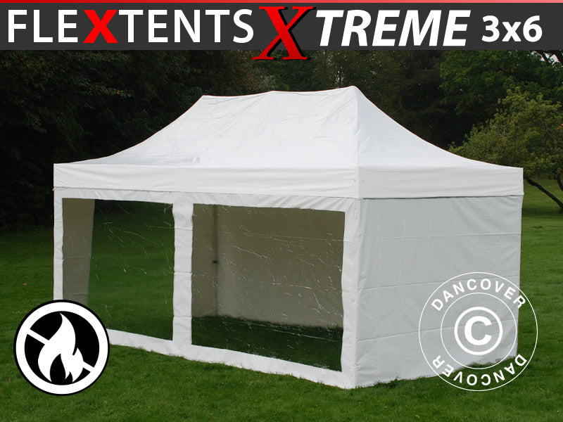 Foldetelt FleXtents Xtreme 50 Heavy Duty 3x6m Hvid, inkl. 6 sider