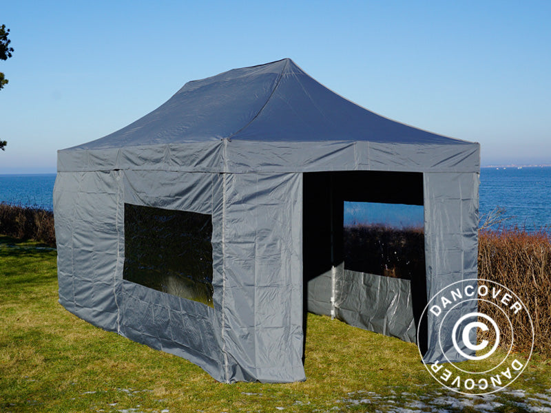 Foldetelt FleXtents PRO 3x6m Grå, inkl. 6 sider