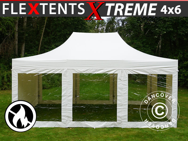 Foldetelt FleXtents Xtreme 50 Heavy Duty 4x6m Hvid, inkl. 8 sider