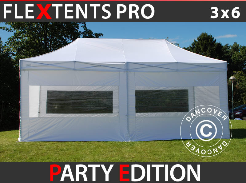 Foldetelt FleXtents PRO 3x6m Hvid, inkl. 6 sider