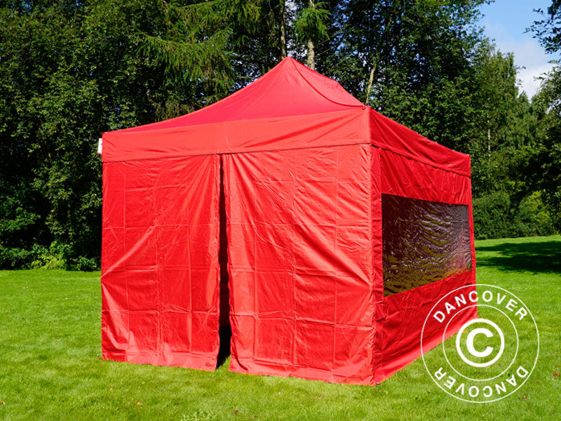 Foldetelt FleXtents PRO 3x4,5m Rød, inkl. 4 sider