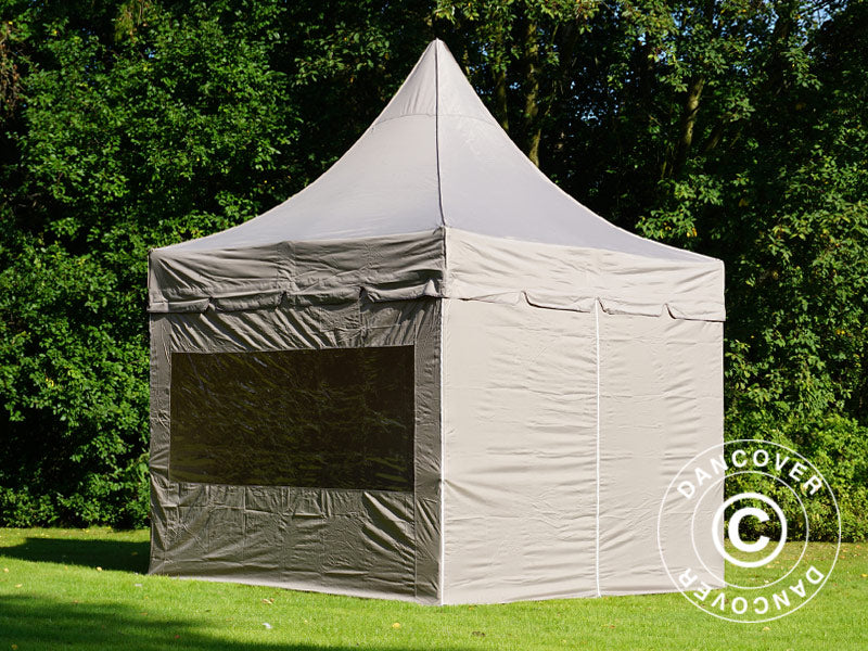 Foldetelt FleXtents PRO Peak Pagoda 3x3m Latte, inkl. 4 sider