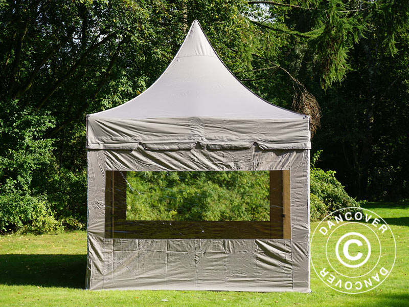Foldetelt FleXtents PRO Peak Pagoda 3x3m Latte, inkl. 4 sider