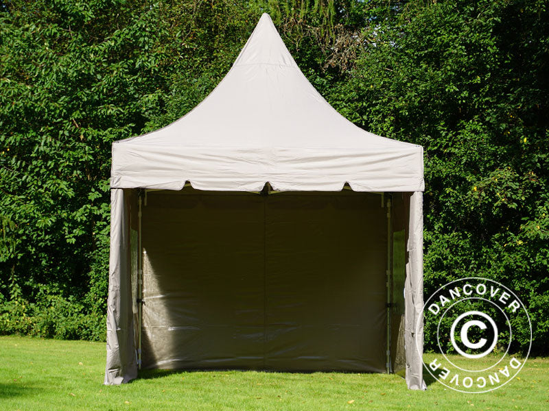 Foldetelt FleXtents PRO Peak Pagoda 3x3m Latte, inkl. 4 sider