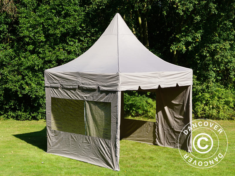 Foldetelt FleXtents PRO Peak Pagoda 3x3m Latte, inkl. 4 sider