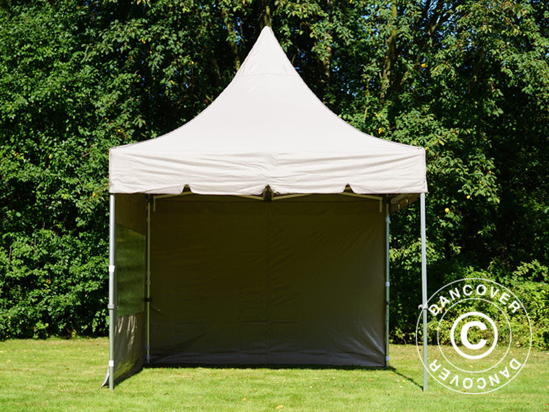 Foldetelt FleXtents PRO Peak Pagoda 3x3m Latte, inkl. 4 sider