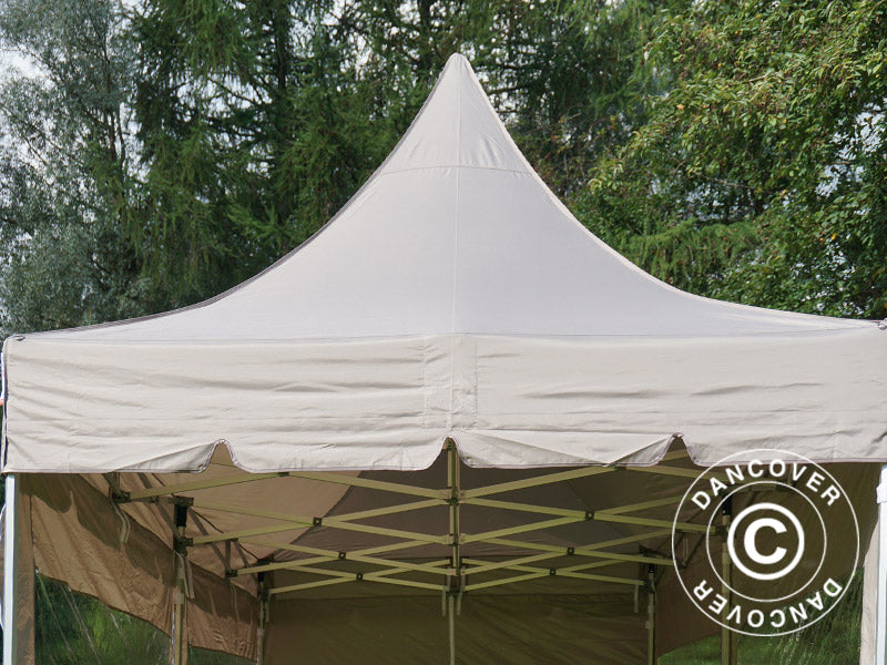 Foldetelt FleXtents PRO Peak Pagoda 3x6m Latte, inkl. 6 sider