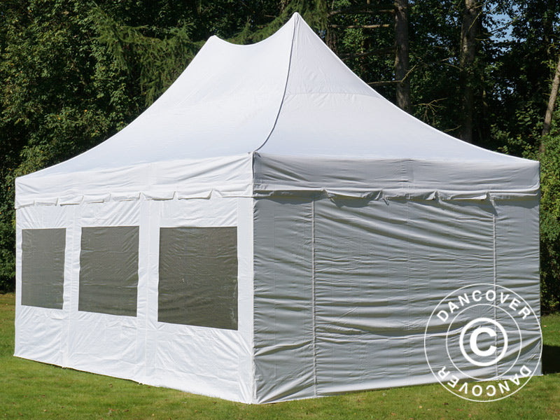Foldetelt FleXtents PRO Peak Pagoda 4x6m Hvid, inkl. 8 sider