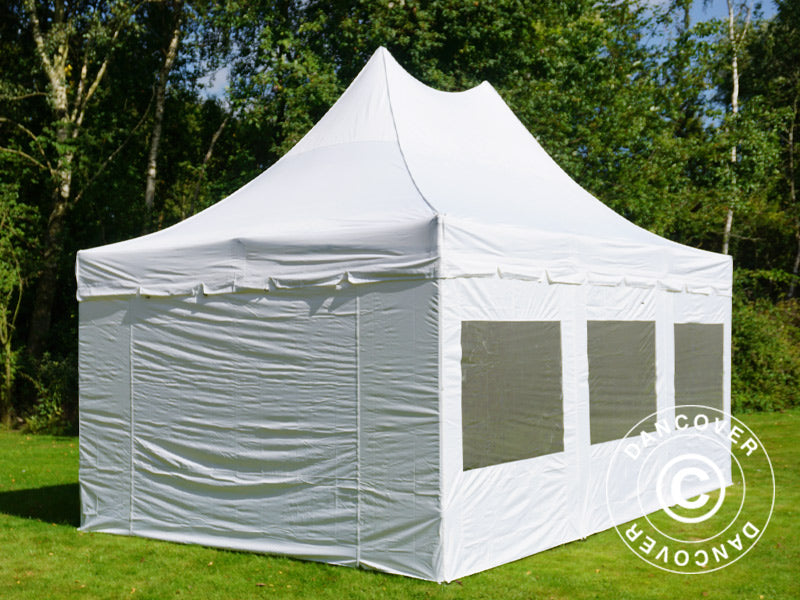 Foldetelt FleXtents PRO Peak Pagoda 4x6m Hvid, inkl. 8 sider
