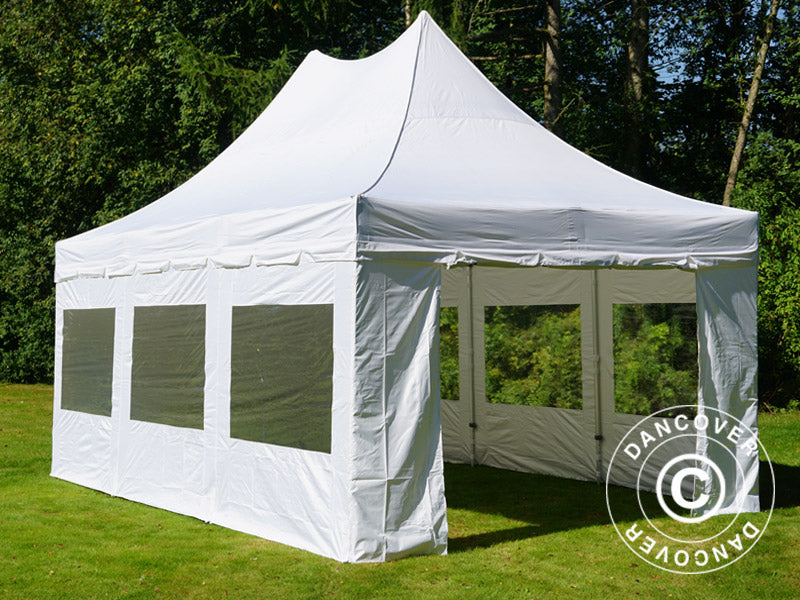 Foldetelt FleXtents PRO Peak Pagoda 4x6m Hvid, inkl. 8 sider