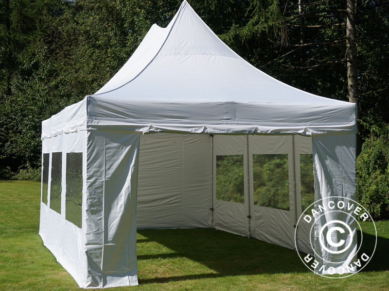 Foldetelt FleXtents PRO Peak Pagoda 4x6m Hvid, inkl. 8 sider