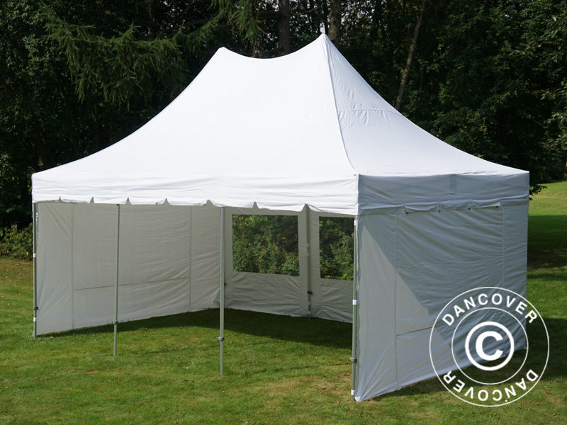 Foldetelt FleXtents PRO Peak Pagoda 4x6m Hvid, inkl. 8 sider
