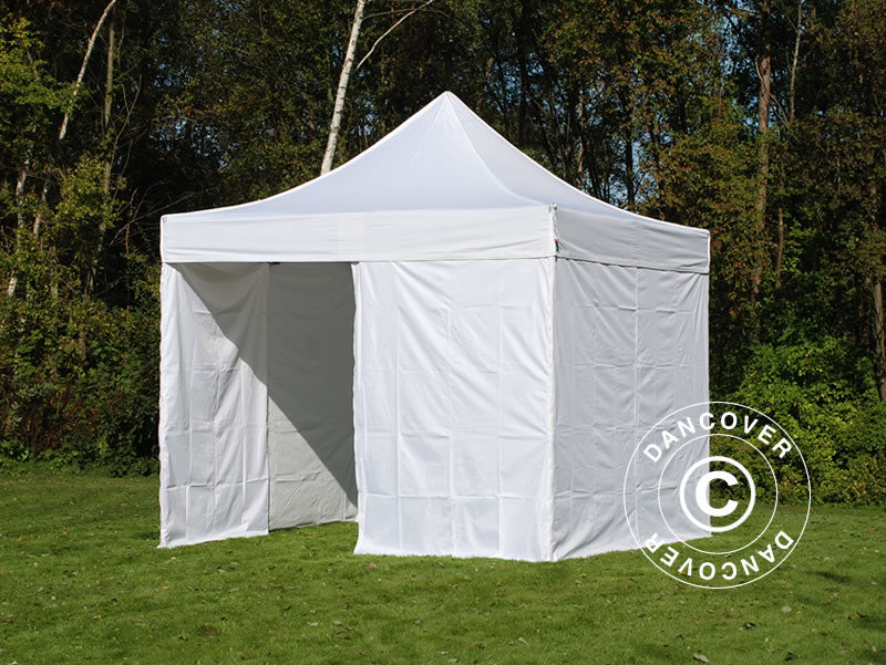Foldetelt FleXtents PRO 3x3m Hvid, Brandhæmmende, inkl. 4 sider