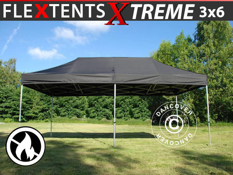Foldetelt FleXtents Xtreme 50 3x6m Sort, Brandhæmmende