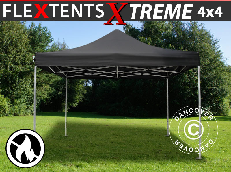 Foldetelt FleXtents Xtreme 50 4x4m Sort, Brandhæmmende