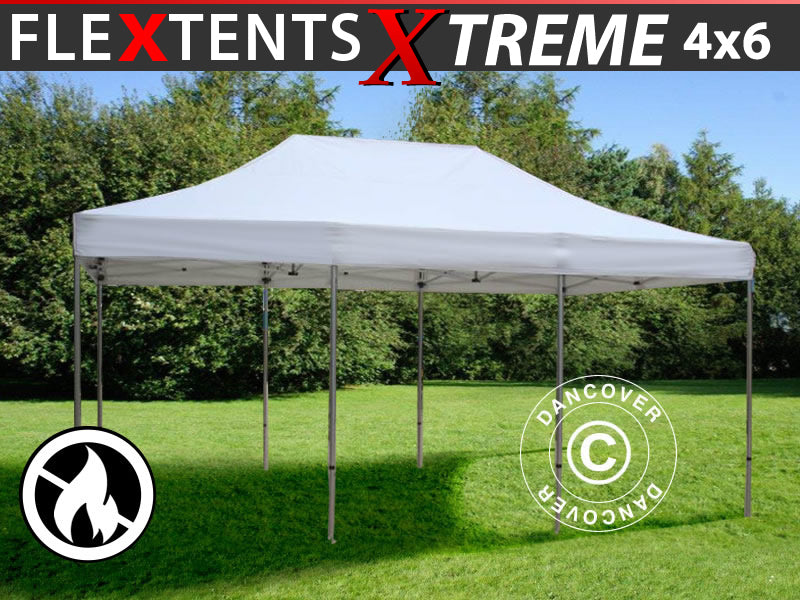 Foldetelt FleXtents Xtreme 50 4x6m Hvid, Brandhæmmende