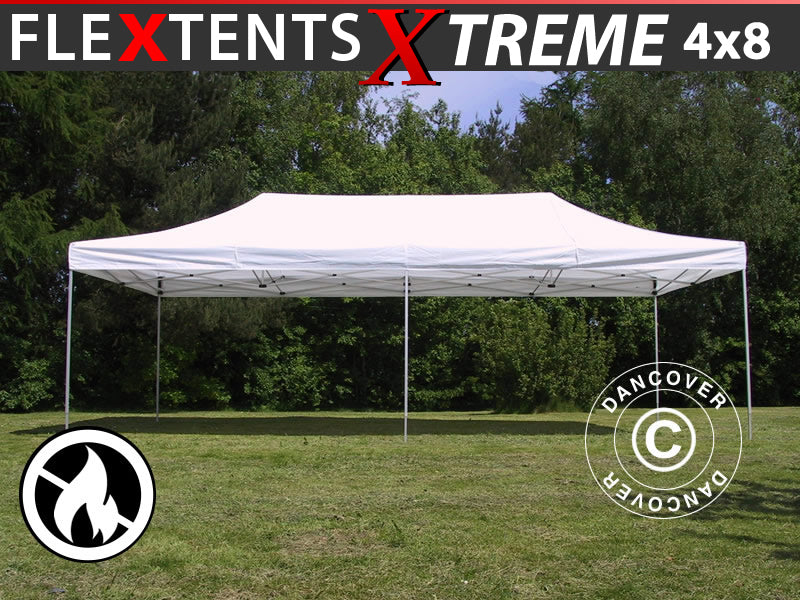 Foldetelt FleXtents Xtreme 50 4x8m Hvid, Brandhæmmende