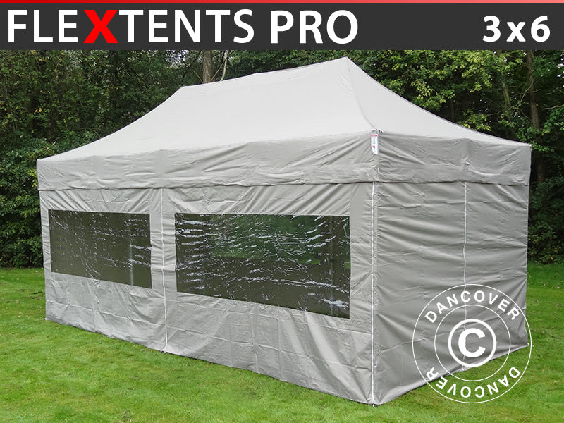 Foldetelt FleXtents PRO 3x6m Latte, inkl. 6 sider