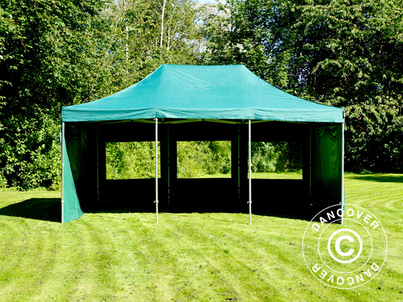 Foldetelt FleXtents PRO 4x6m Grøn, inkl. 8 sider