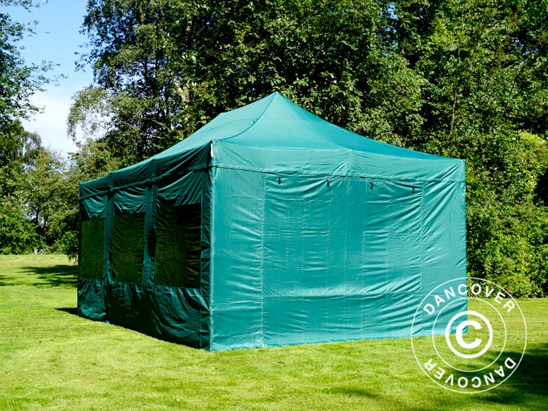 Foldetelt FleXtents PRO 4x6m Grøn, inkl. 8 sider