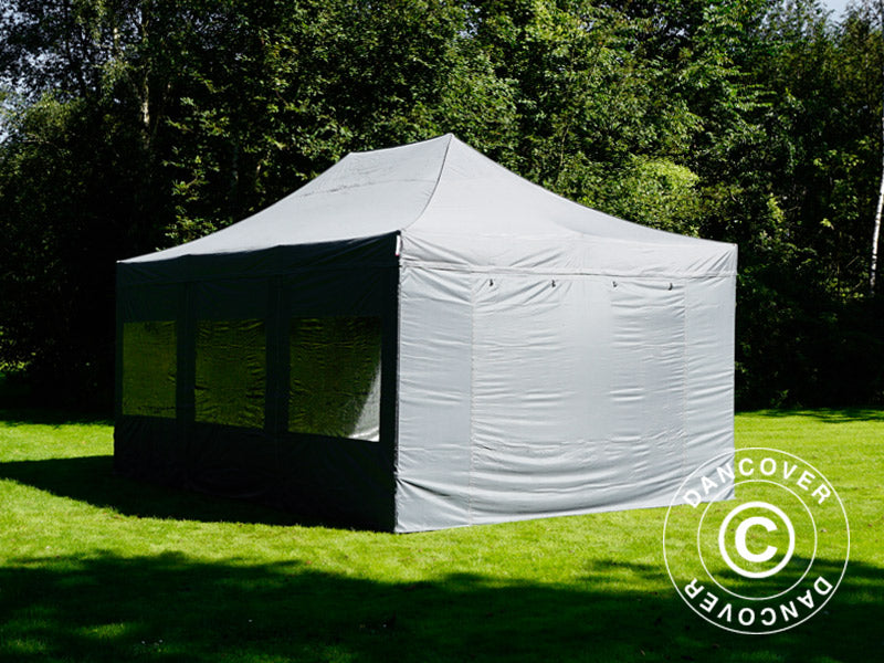 Foldetelt FleXtents PRO 4x6m Grå, inkl. 8 sider