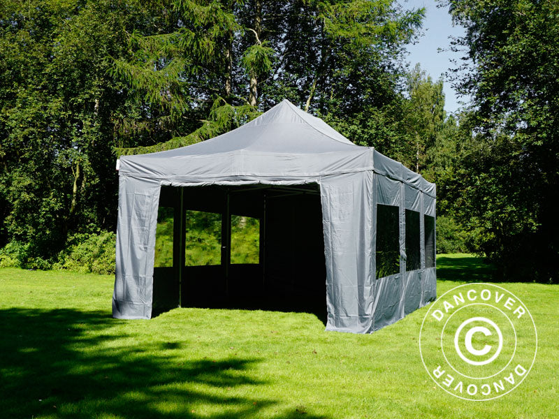 Foldetelt FleXtents Xtreme 50 4x6m Grå, inkl. 8 sider