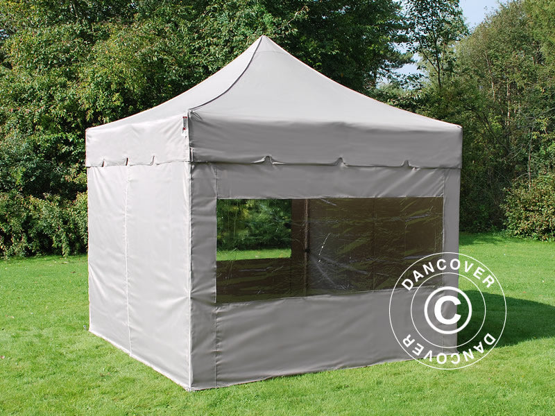 Foldetelt FleXtents PRO "Peaked" 4x4m Latte, inkl. 4 sider