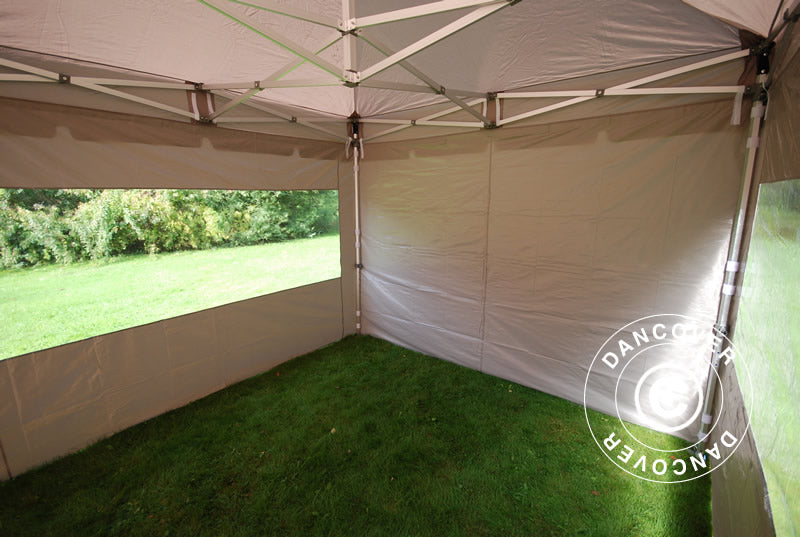 Foldetelt FleXtents PRO "Peaked" 4x4m Latte, inkl. 4 sider