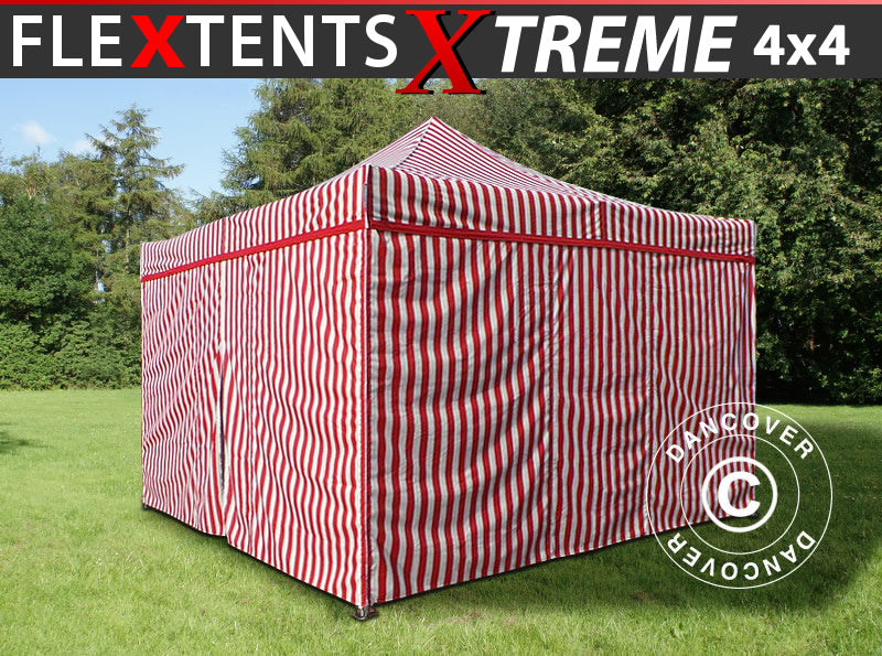 Foldetelt FleXtents Xtreme 50 4x4m Stribet, inkl. 4 sider