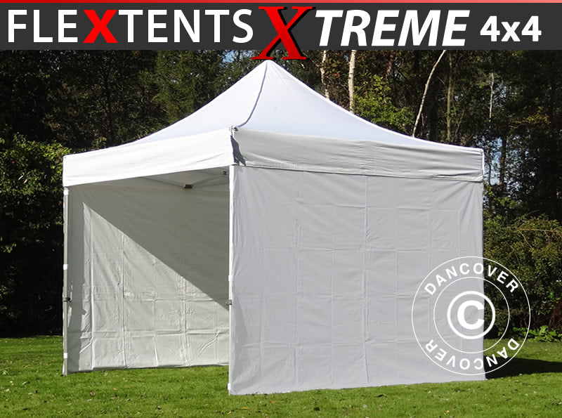 Foldetelt FleXtents Xtreme 50 4x4m Hvid, inkl. 4 sider