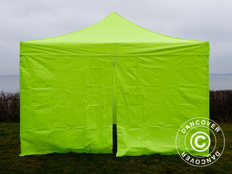 Foldetelt FleXtents PRO 4x4m Neongul/grøn, inkl. 4 sider