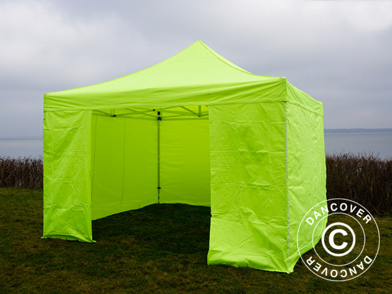 Foldetelt FleXtents Xtreme 50 4x4m Neongul/grøn, inkl. 4 sider