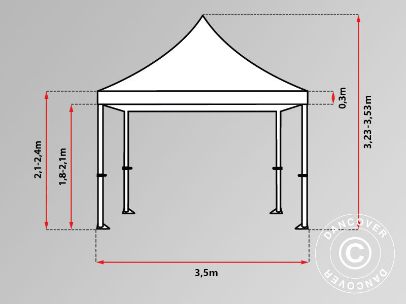 Foldetelt FleXtents PRO 3,5x3,5m Sort, inkl. 4 sider