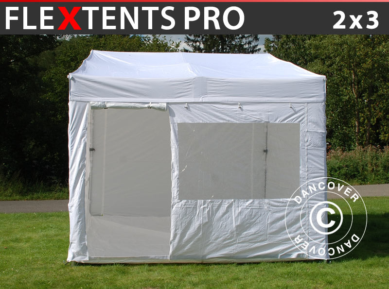 Foldetelt FleXtents PRO Trapezo 2x3m Hvid, inkl. 4 sider
