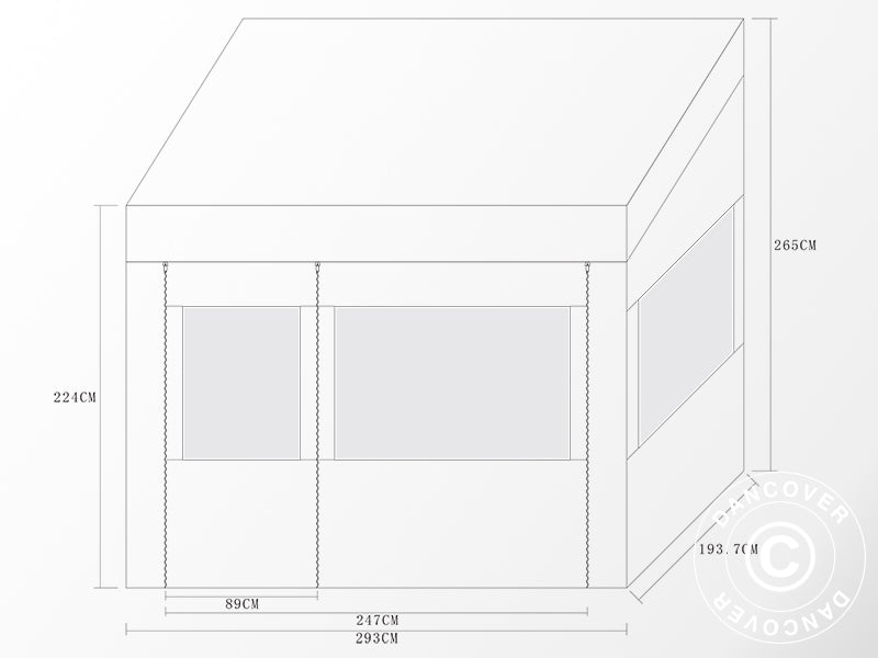 Foldetelt FleXtents PRO Trapezo 2x3m Hvid, inkl. 4 sider